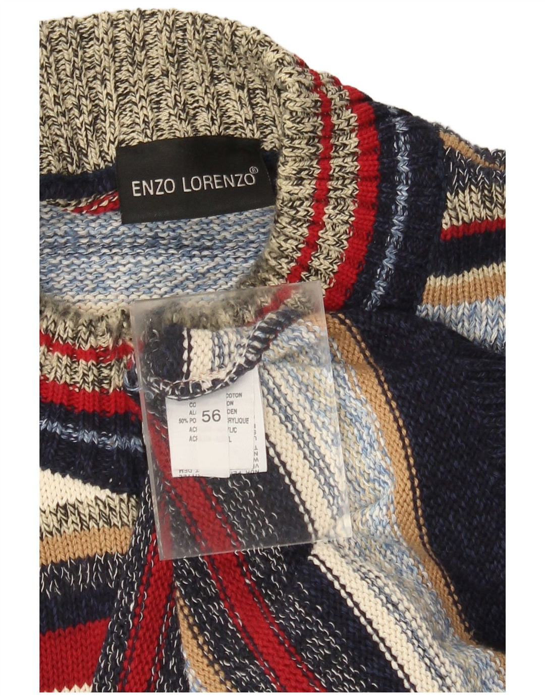 Enzo Lorenzo Pull Col Zippé Homme IT 56 2XL Rayé Multicolore
