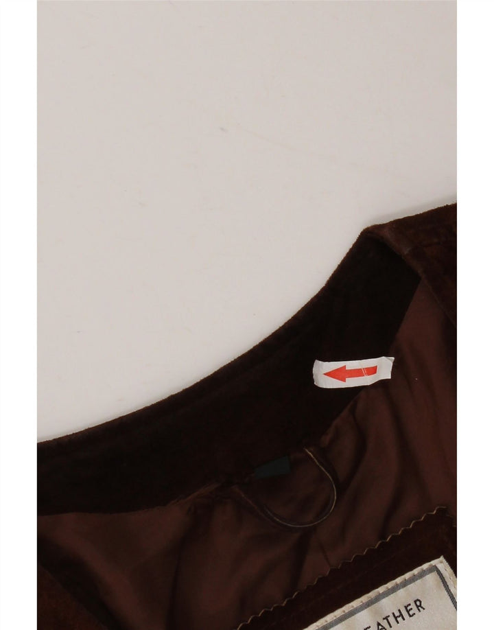 veste en daim femme vintage EU 38 cuir brun moyen