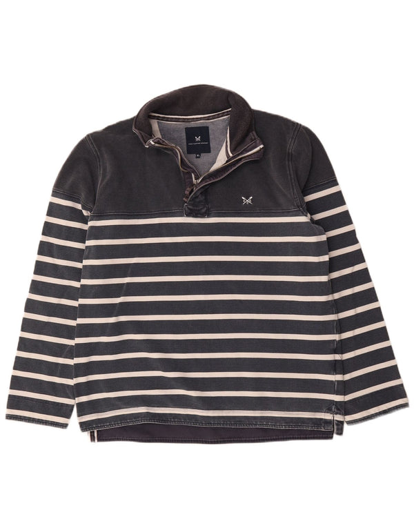 Crew Clothing Sweat-shirt à col zippé pour homme XL en coton rayé bleu marine