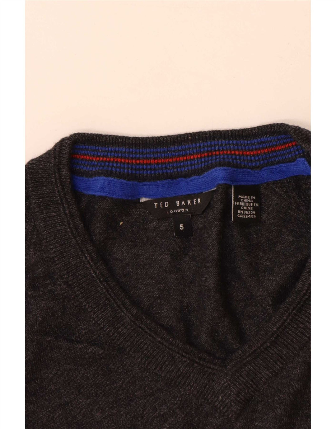 Ted Baker Pull col V pour homme Taille 5 XL Gris Laine