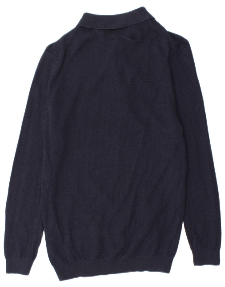 Zara Pull Col Polo Homme Bleu Marine Moyen