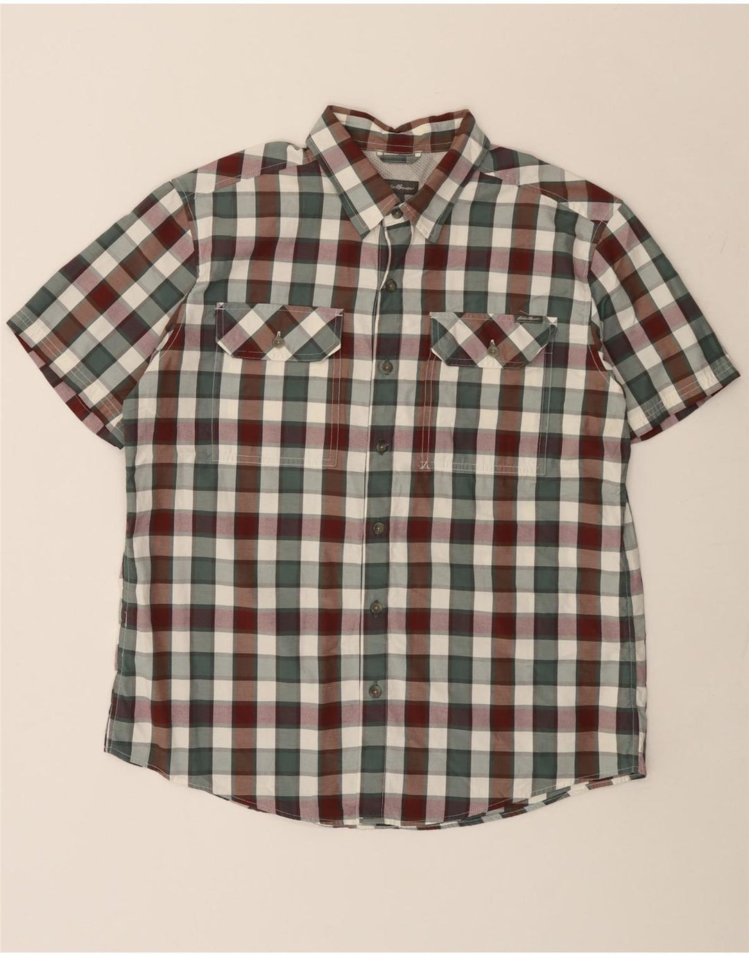 EDDIE BAUER Chemise à manches courtes pour homme en coton à carreaux multicolores