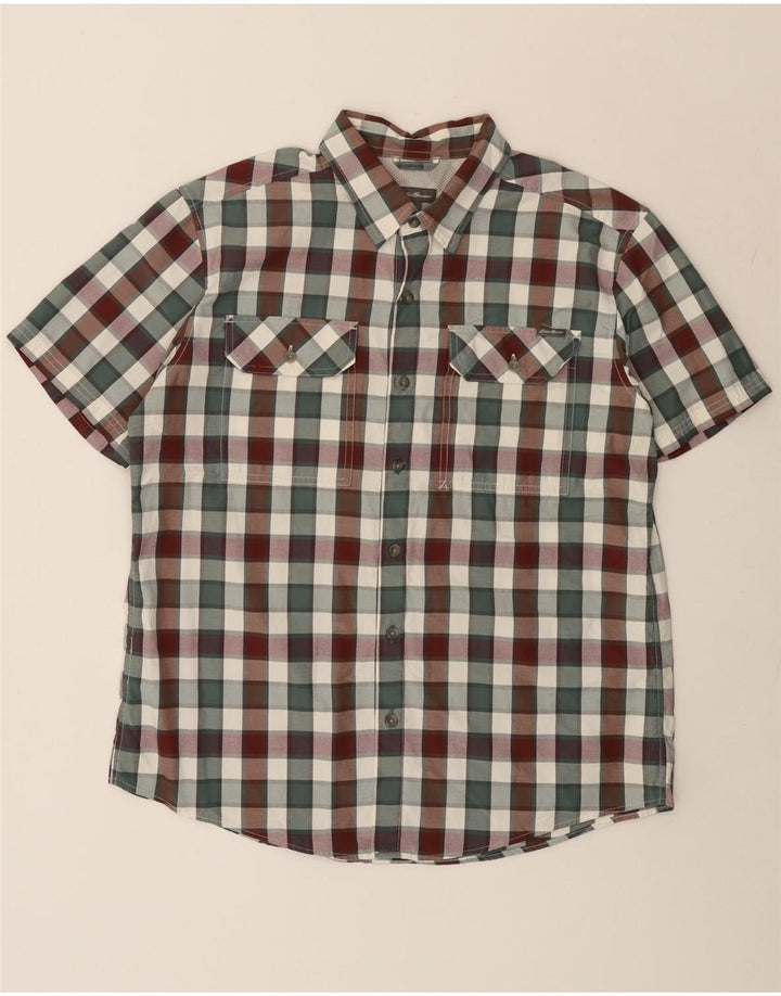 EDDIE BAUER Chemise à manches courtes pour homme en coton à carreaux multicolores