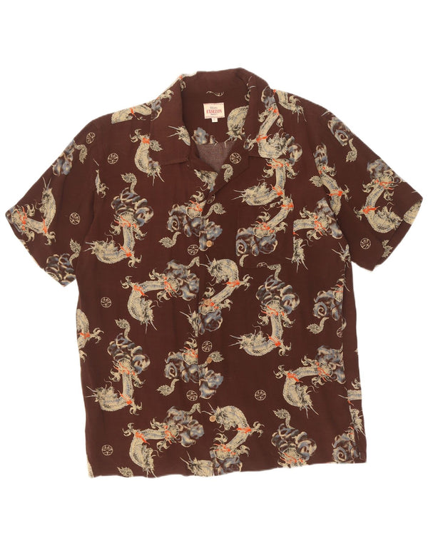 Exsezon Chemise à manches courtes pour hommes à motif abstrait, grand marron