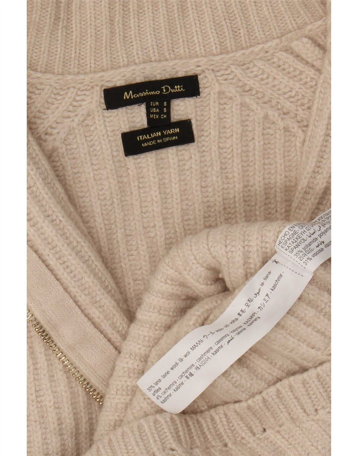 Massimo Dutti Pull cardigan surdimensionné pour femme UK 10 Petite laine beige