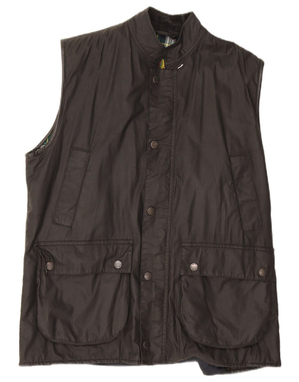 vintage Mens Waxed Cotton Gilet UK 40 Grand Coton Noir