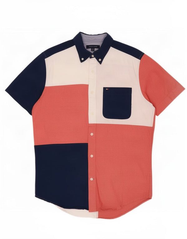 Tommy Hilfiger Chemise à manches courtes pour homme Small Multicolore Colourblock