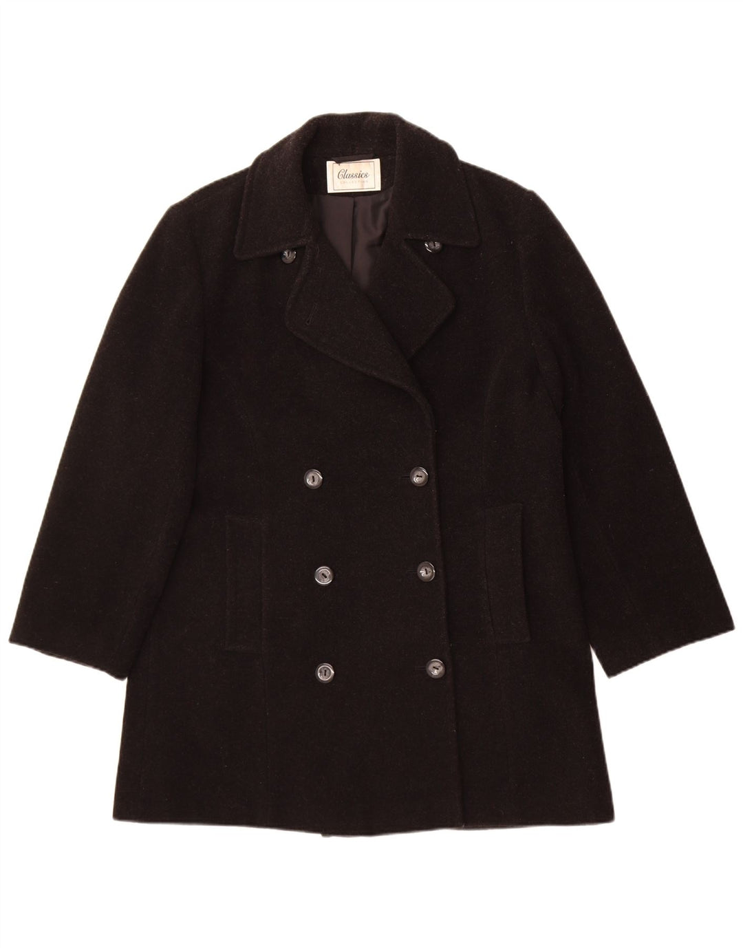 St. Bernard Manteau croisé pour femme UK 14 Laine noire moyenne