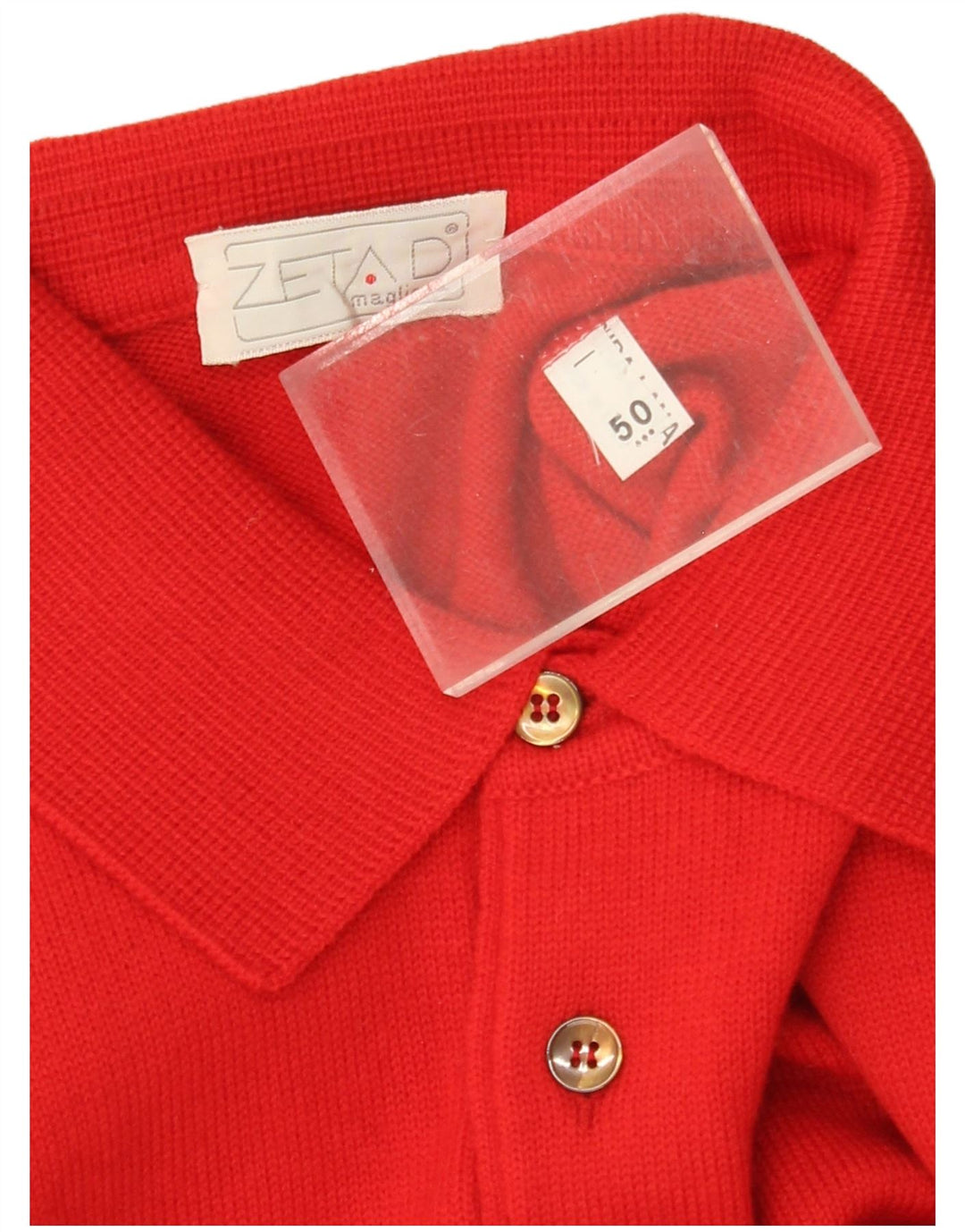 VINTAGE Pull col polo homme IT 50 Laine rouge moyen
