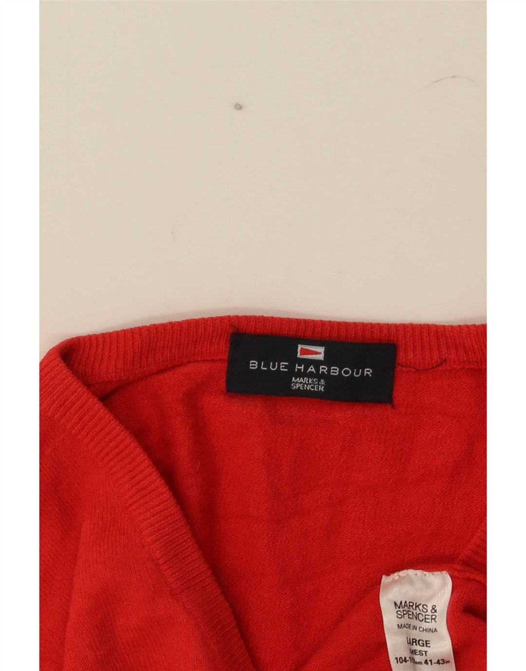 Marks & Spencer Pull à col en V Blue Harbour pour hommes, grand rouge, acrylique