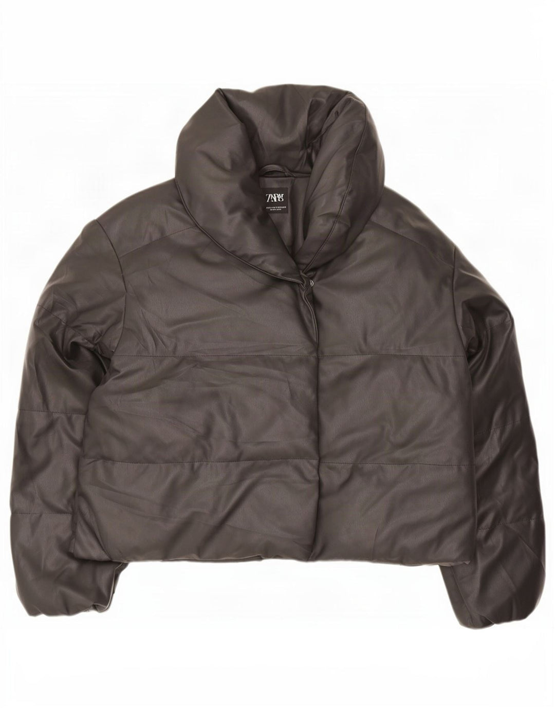 Zara Femmes Crop Oversize Veste Rembourrée UK 6 XS Noir Polyester