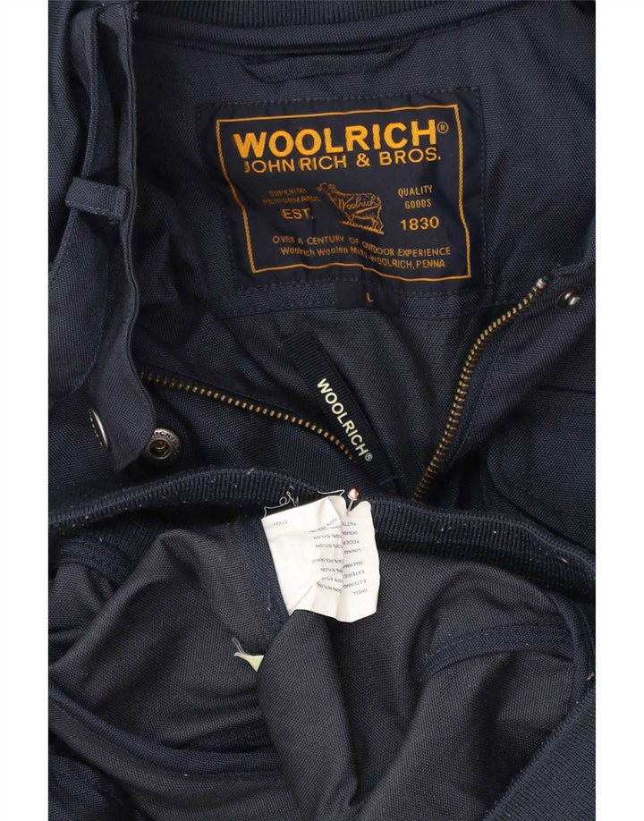Woolrich Veste de Pluie Femme UK 12 Large Bleu Marine Nylon