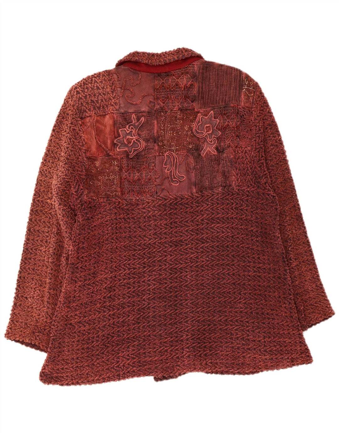 vintage Femme Bomber Jacket UK 14 Moyen Maroon Floral