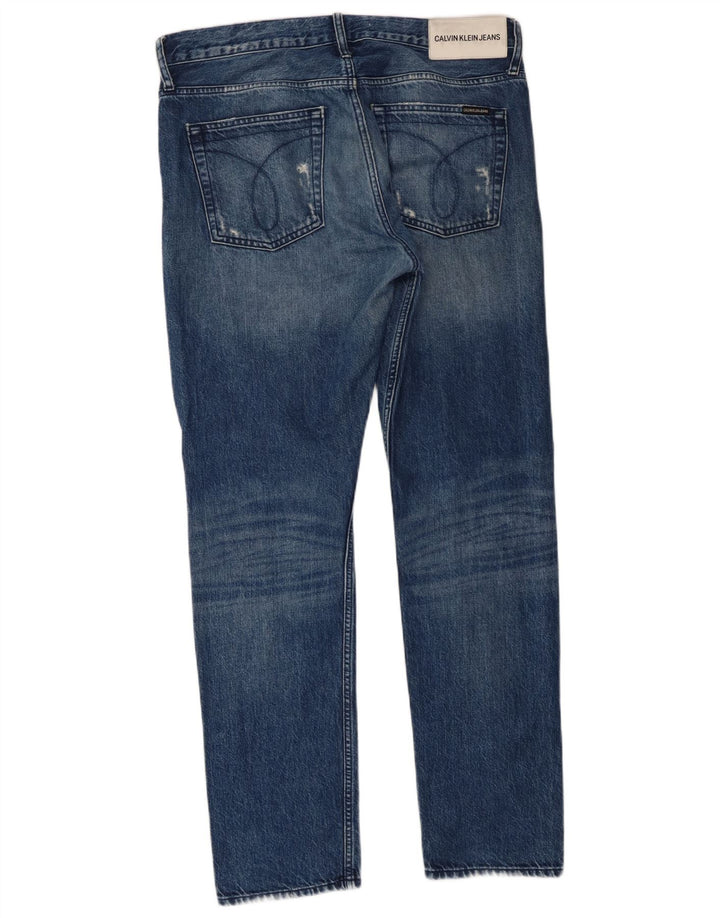 Calvin Klein Jean slim effet vieilli pour homme W34 L32 Bleu