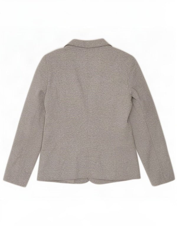 Zara Veste Blazer 1 Bouton Femme UK 14 Large Gris Viscose
