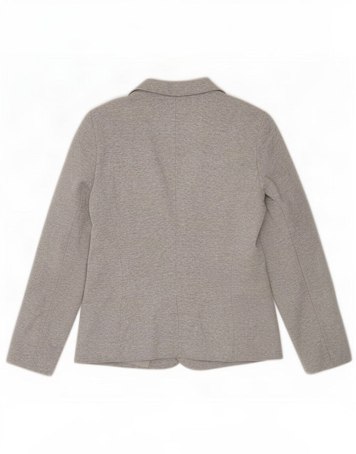 Zara Veste Blazer 1 Bouton Femme UK 14 Large Gris Viscose