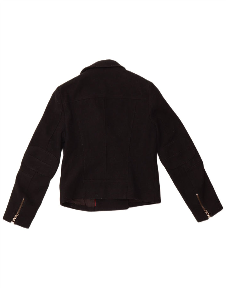 JACK WILLS Veste blazer courte pour femme UK 8 Petite laine noire