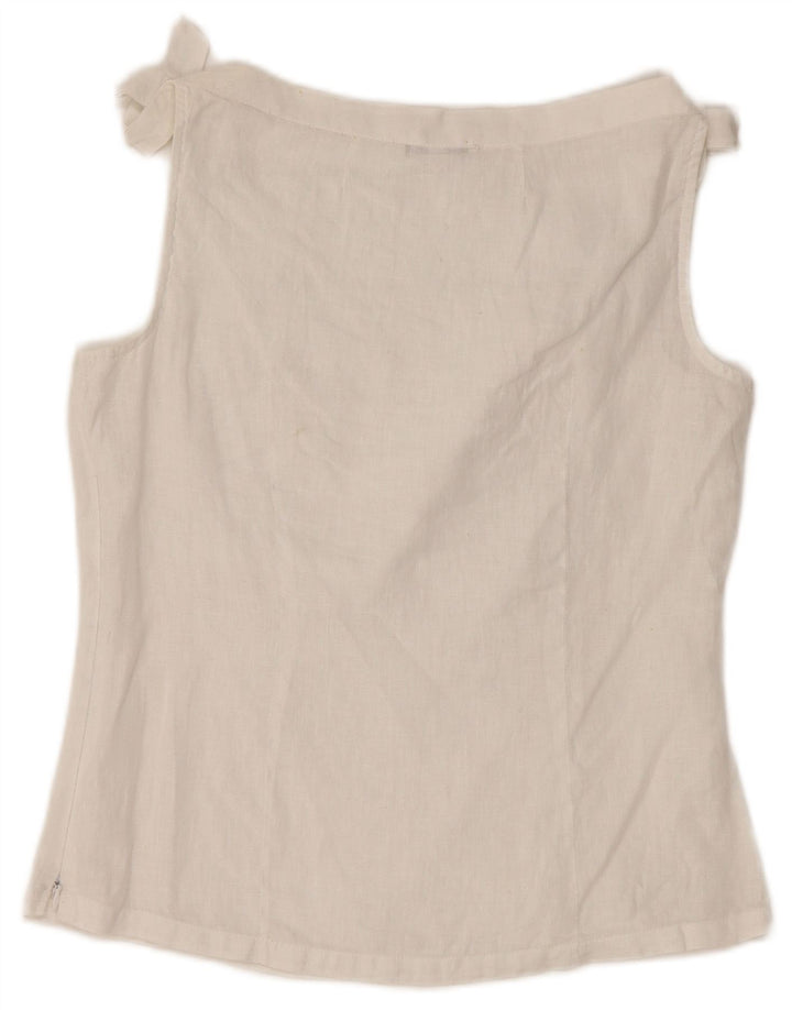 NARACAMICIE Chemisier sans manches pour femme UK 8 Petit Blanc