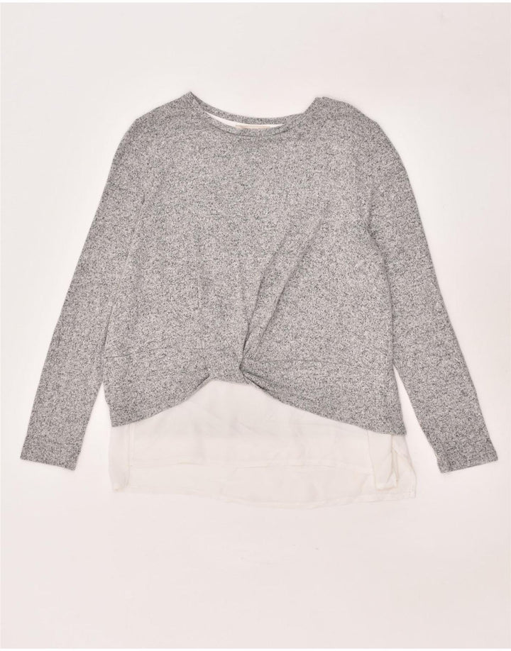 OASIS Womens Boat Neck Jumper Sweater UK 14 Medium Grey Colourblock | Vintage Oasis | Thrift | Second-Hand Oasis | Used Clothing | Messina Hembry 