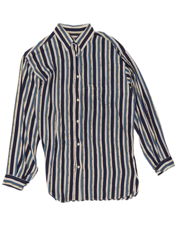Marina Yachting Chemisier Chemise Femme UK 44 Viscose Rayé Bleu Moyen