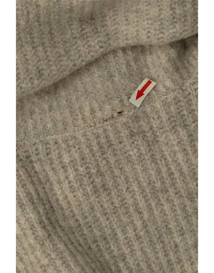 Zara Pull surdimensionné à col roulé pour femme UK 10 Petit Acrylique Gris