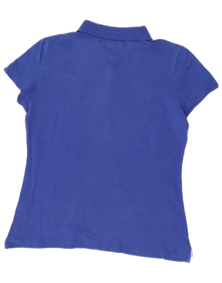 TOMMY HILFIGER Polo Femme UK 12 Bleu Moyen Coton