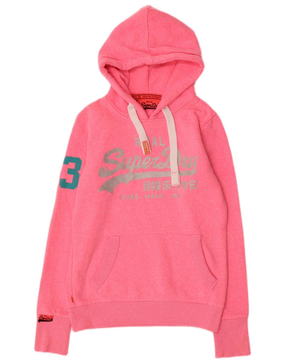 SUPERDRY Pull à capuche graphique pour femme UK 10 Petit coton rose