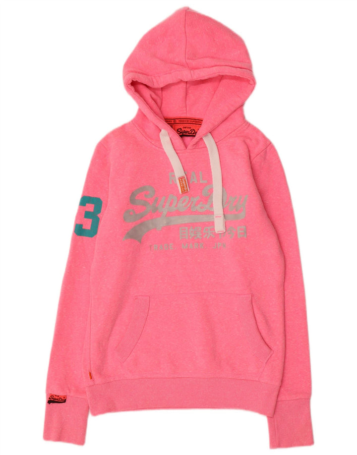 SUPERDRY Pull à capuche graphique pour femme UK 10 Petit coton rose
