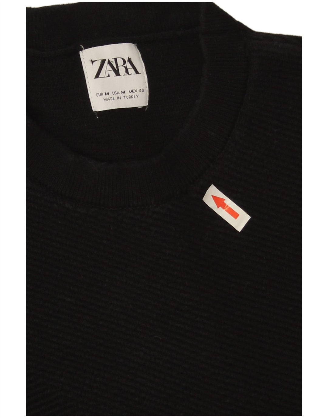 Zara Pull à col rond pour homme en coton noir moyen