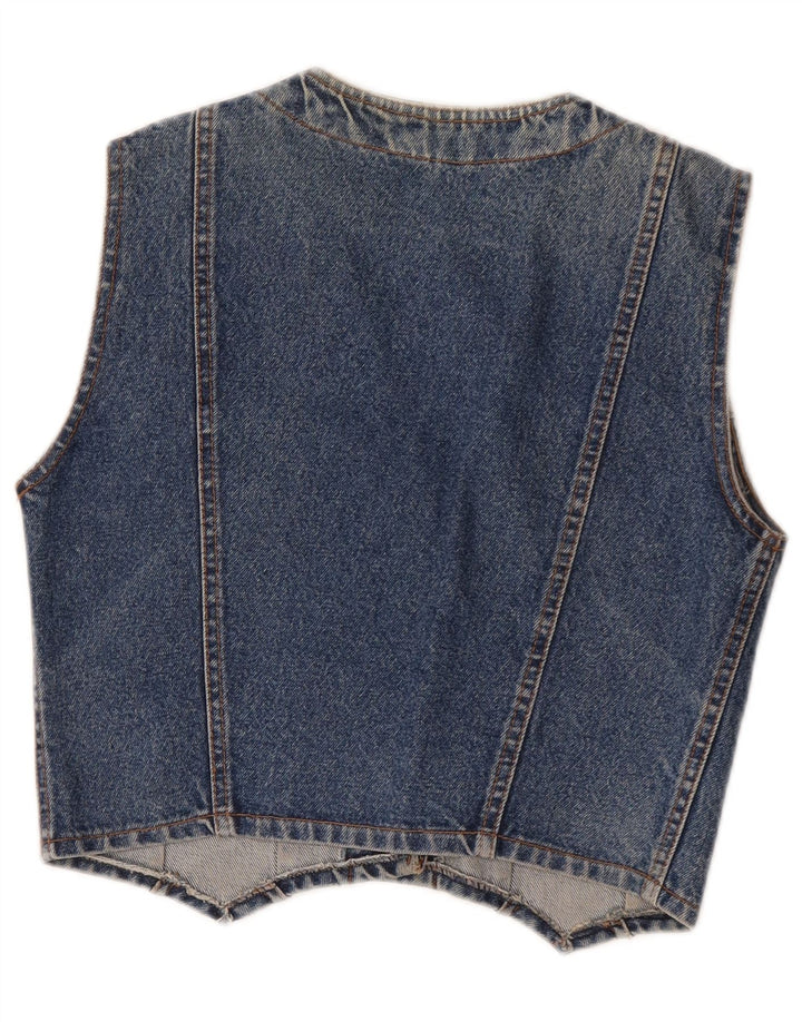 gilet en denim femme vintage UK 12 coton bleu moyen
