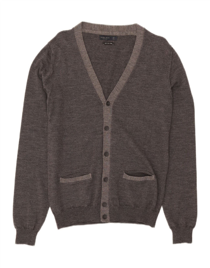 Zara Homme Cardigan Pull Large Gris Laine