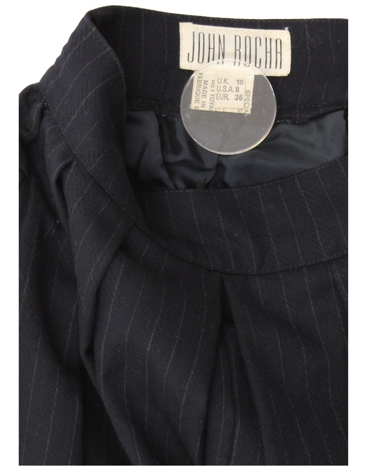 JOHN ROCHA Pantalon décontracté évasé pour femme UK 10 Small W25 Bleu marine