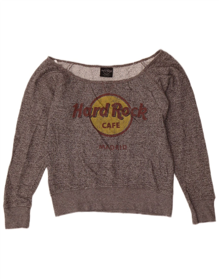 Hard Rock Cafe Sweat-shirt à épaules dénudées pour femme UK 10 Petit Gris