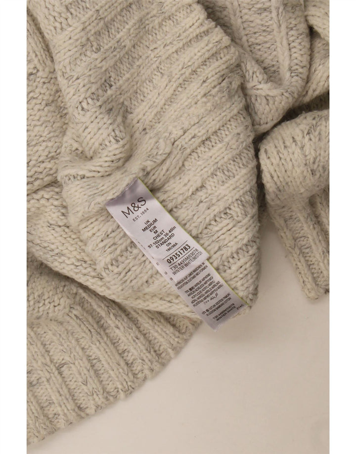 Marks & Spencer Pull col zippé pour homme en acrylique moucheté blanc moyen