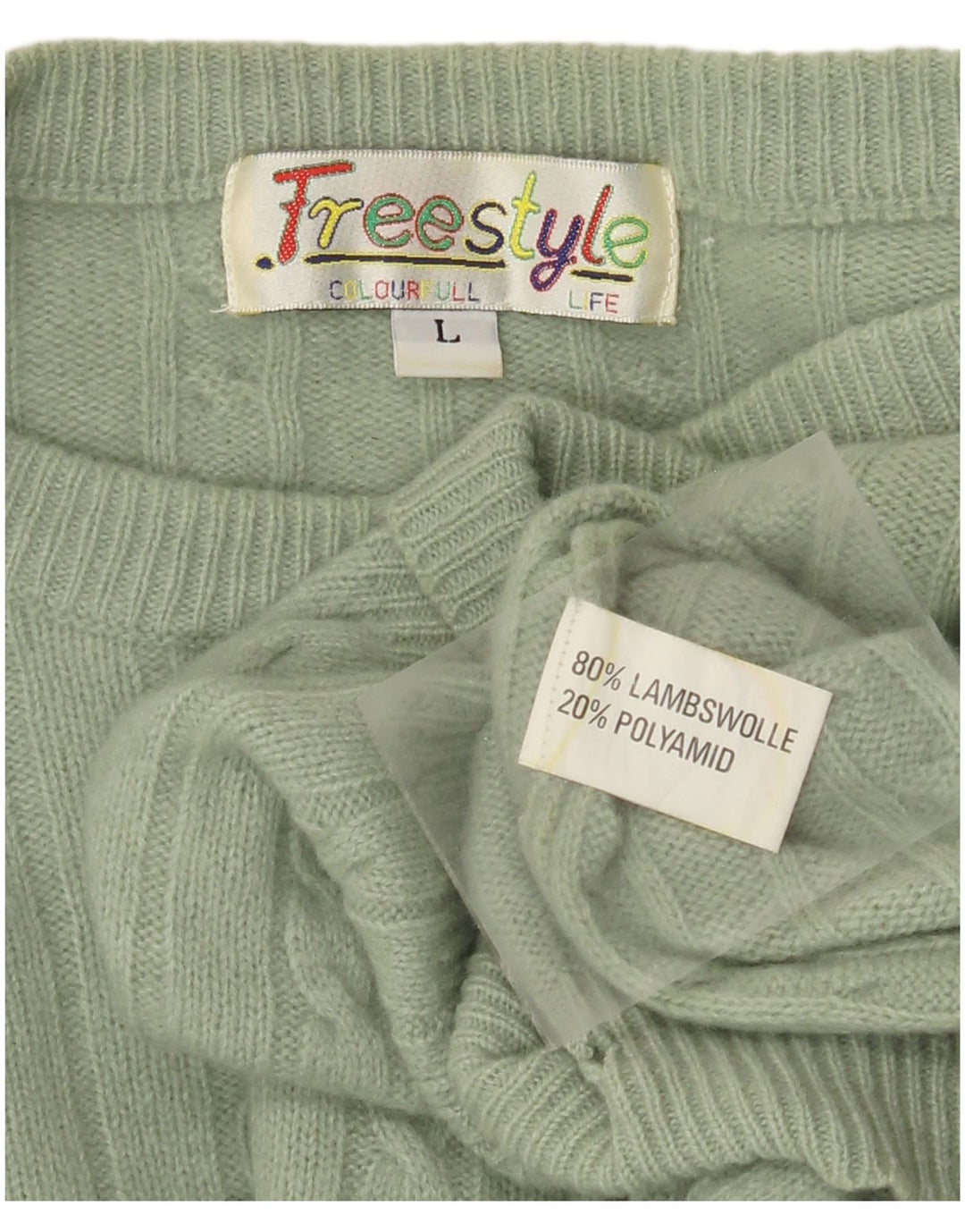 Free Style Pull à col rond pour homme en laine verte