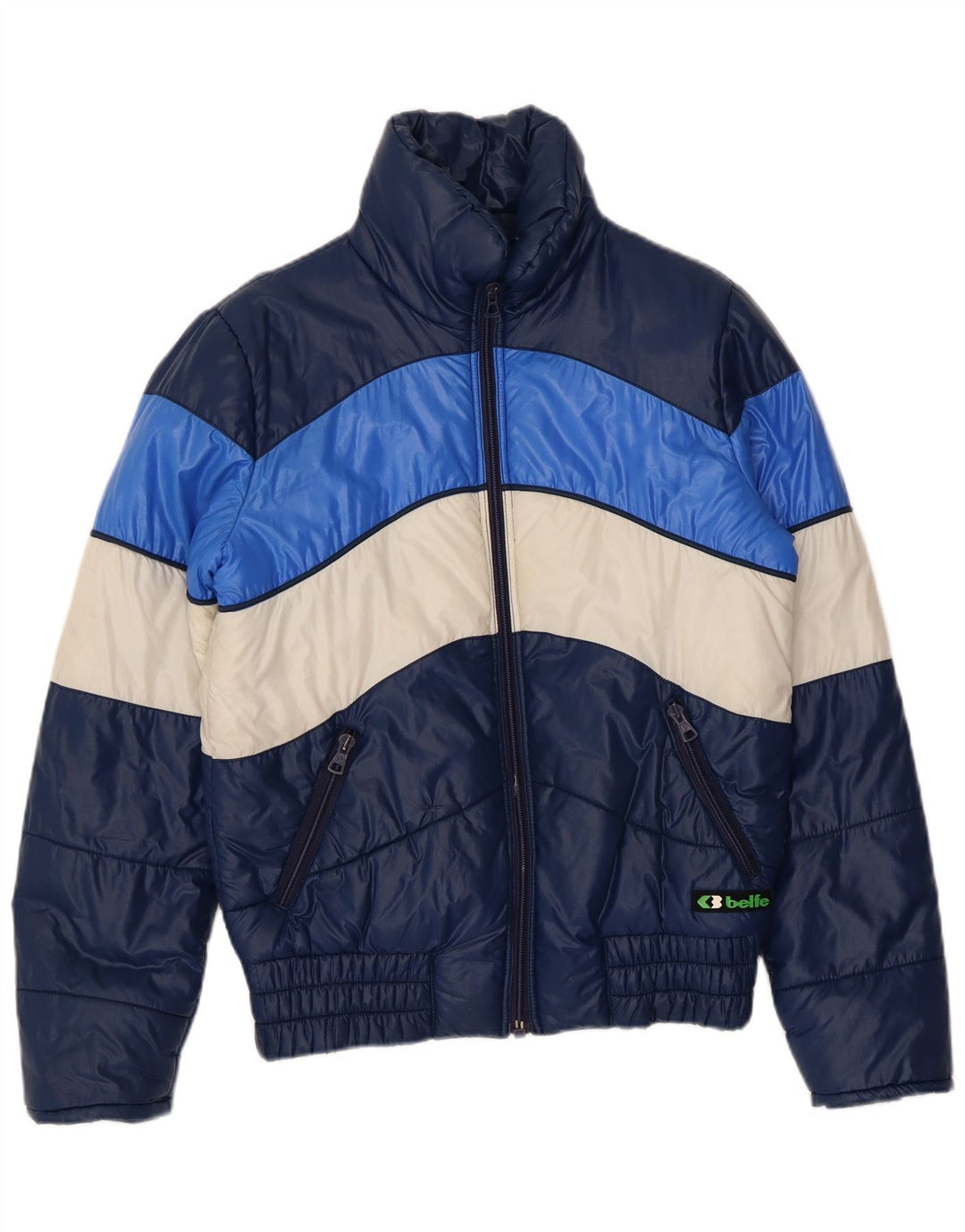 Belfe Veste matelassée IT 46 Small Bleu Marine Colourblock Polyamide