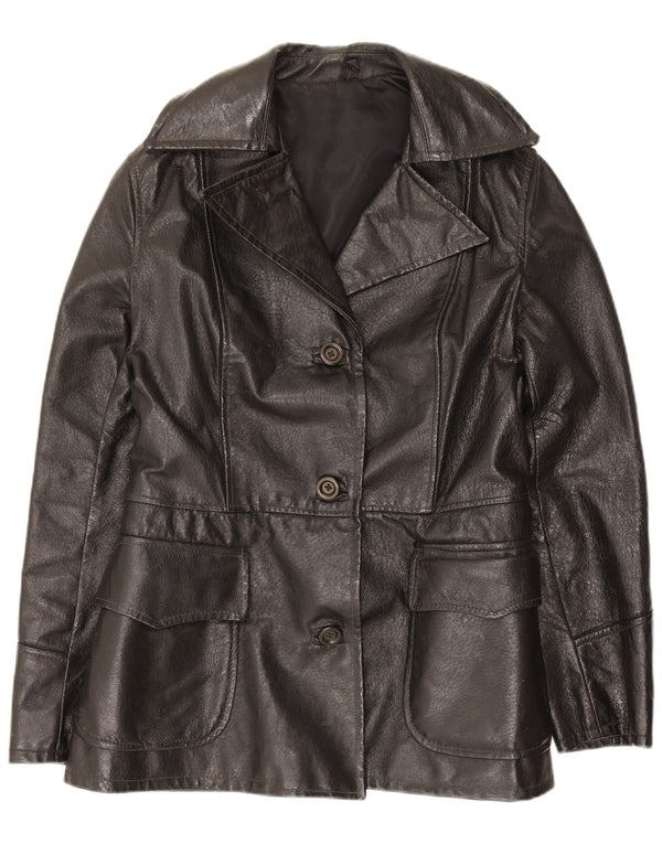 Vintage Womens Leather Jacket UK 10 Small Black