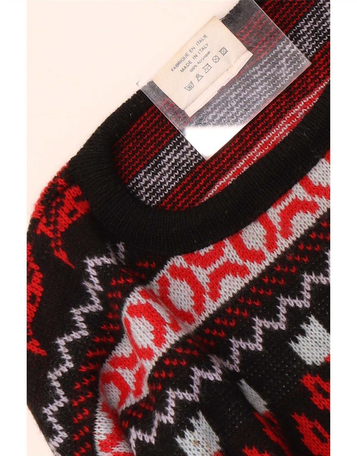 vintage Mens Crew Neck Jumper Pull Moyen Multicolore Floral Acrylique