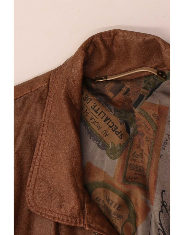 gilet en cuir homme vintage UK 40 Grand Marron