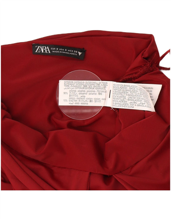 Zara Femme Haut Licou UK 8 Petit Bordeaux Polyamide