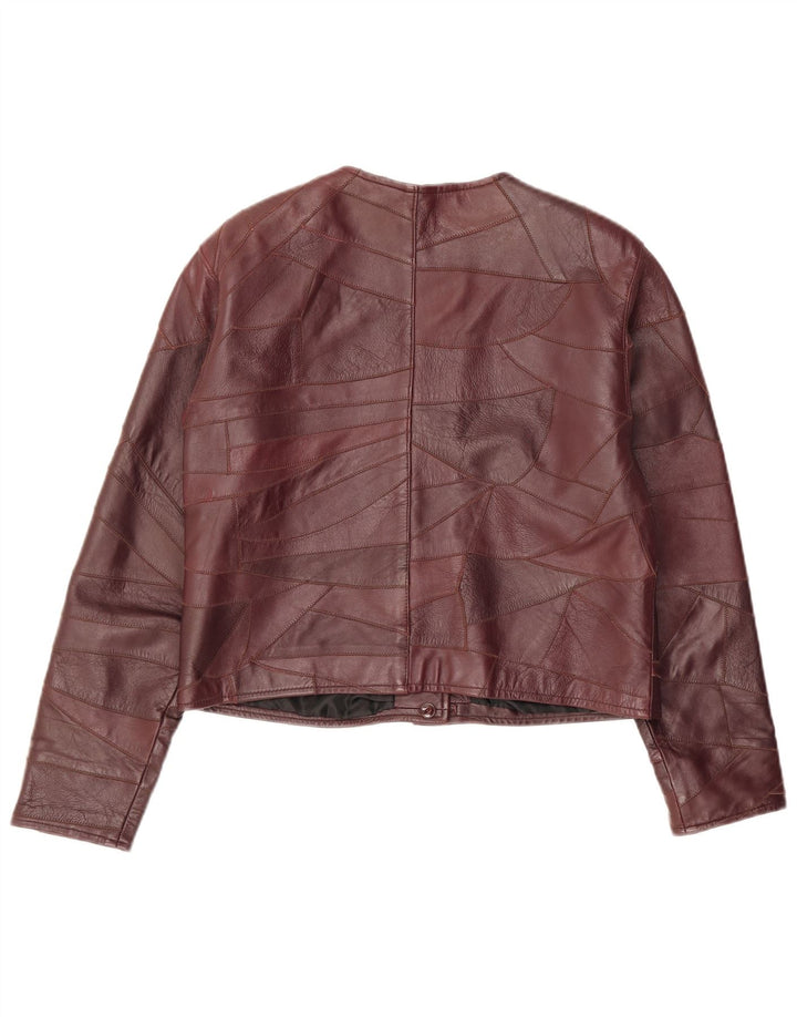 Veste en cuir femme vintage UK 14 Patchwork Bordeaux moyen
