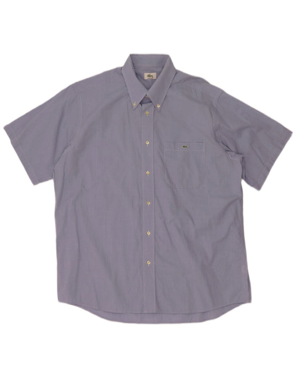 Lacoste Chemise à manches courtes pour hommes Taille 41 Grand coton bleu