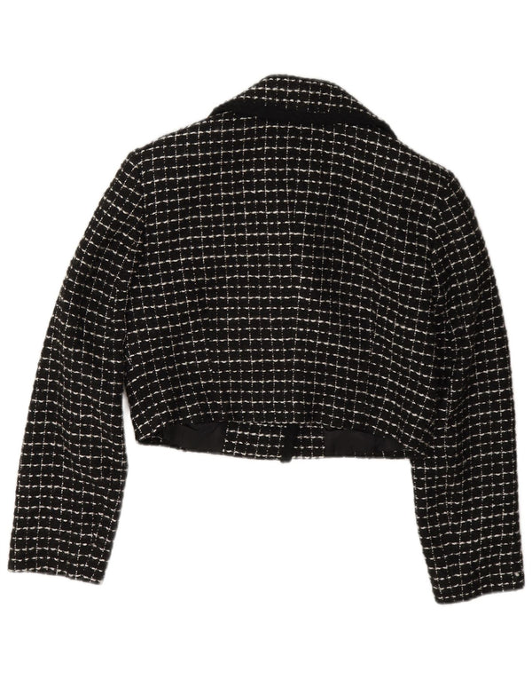 vintage Femmes 3 Bouton Crop Blazer Veste IT 42 Medium Black Check