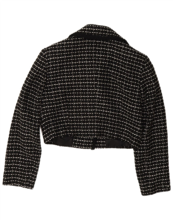 vintage Femmes 3 Bouton Crop Blazer Veste IT 42 Medium Black Check
