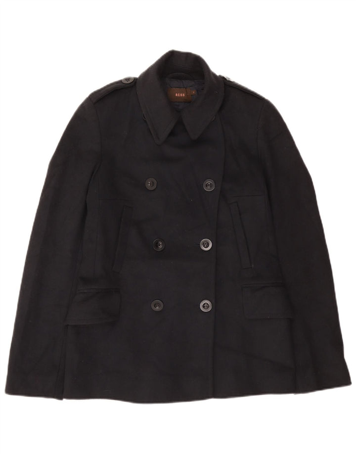 Reiss Femmes Caban Militaire UK 10 Petite Laine Bleu Marine