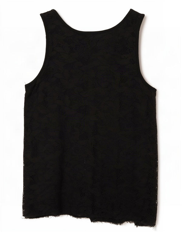 Guess Débardeur en dentelle pour femme UK 44 Medium Noir Floral Viscose