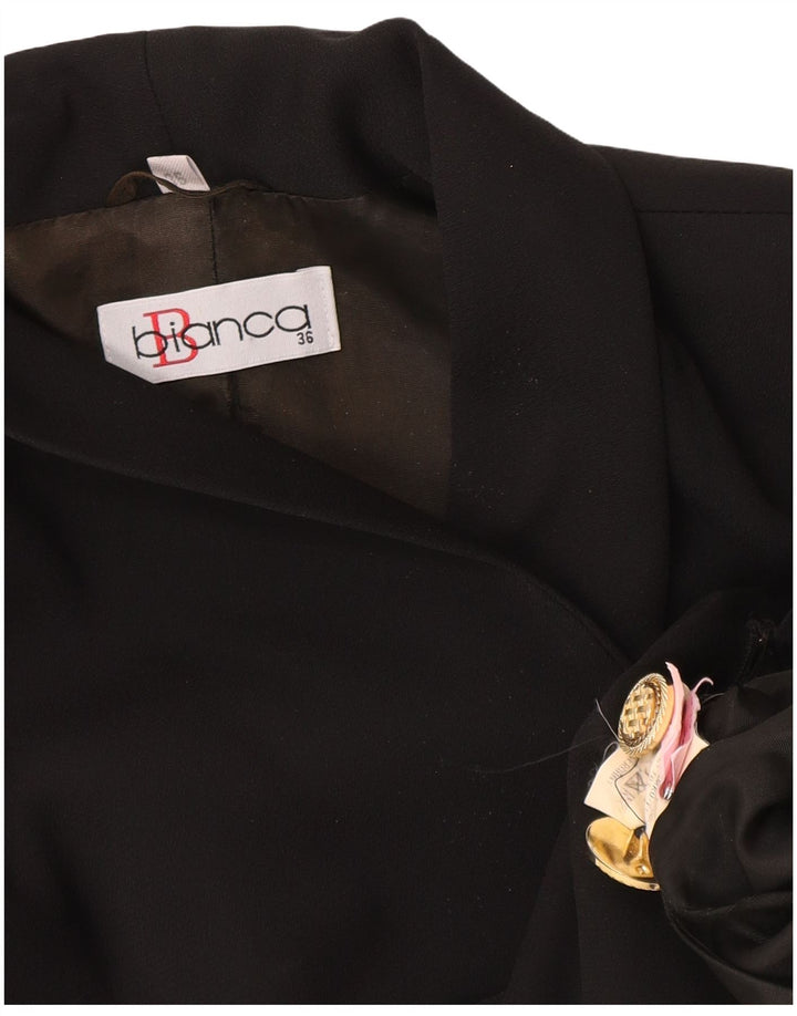 Bianca Veste blazer longue 1 bouton pour femme EU 36 Petit Noir Polyester
