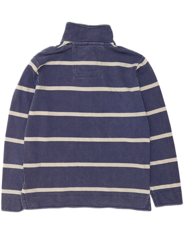 Crew Clothing Sweat-shirt à col zippé pour homme Petit rayé bleu marine