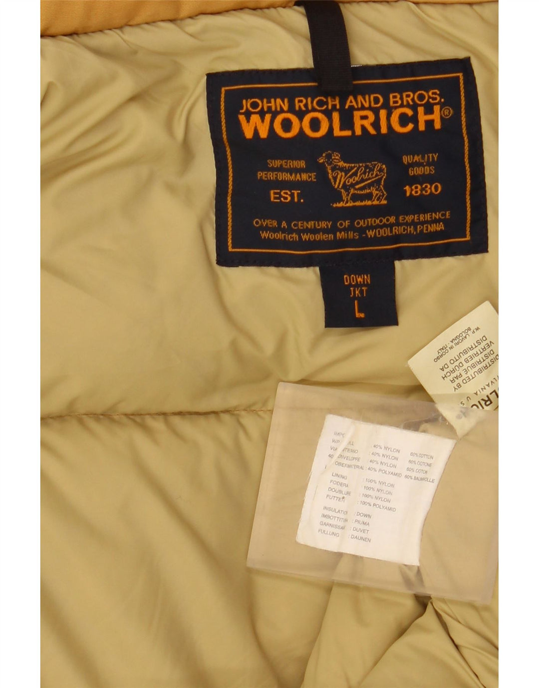 Woolrich Gilet rembourré pour homme UK 40 Large Jaune Nylon