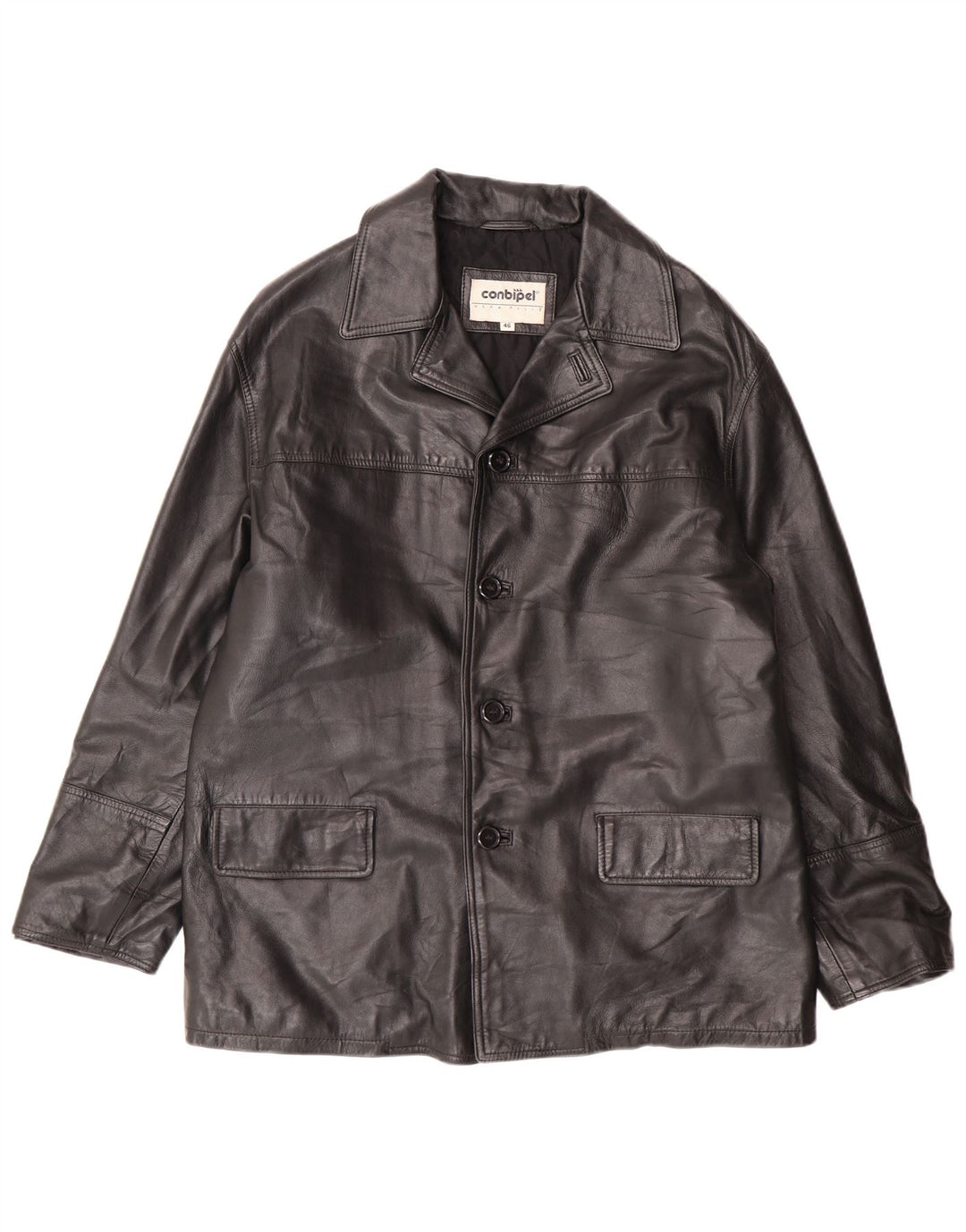 Conbipel Veste en Cuir Homme IT 46 Petit Cuir Noir